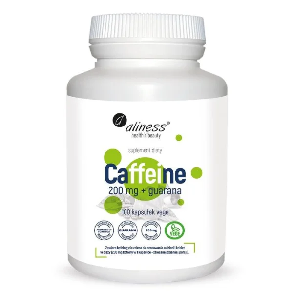 Aliness Caffeine 200 mg + guarana, 100 kapsułek
