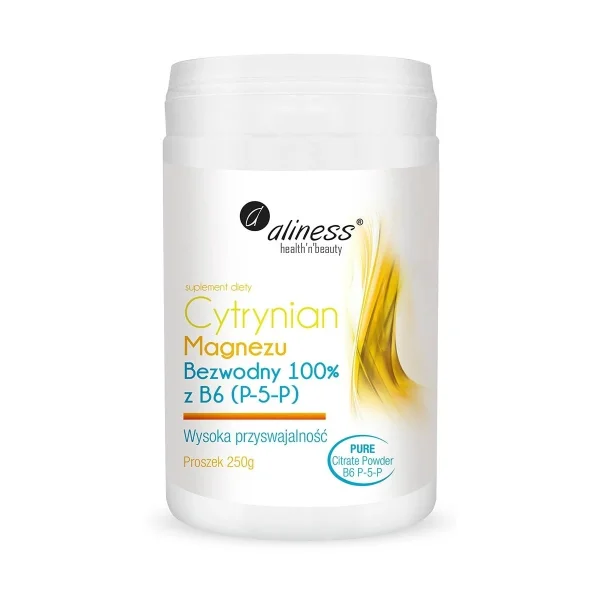 Aliness Cytrynian Magnezu bezwodny z witaminą B6, proszek, 250 g