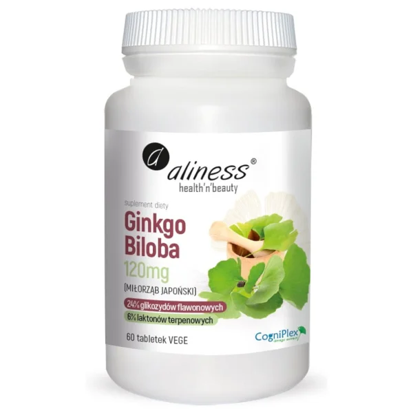 Aliness Ginkgo Biloba, miłorząb japoński 120 mg, 60 kapsułek