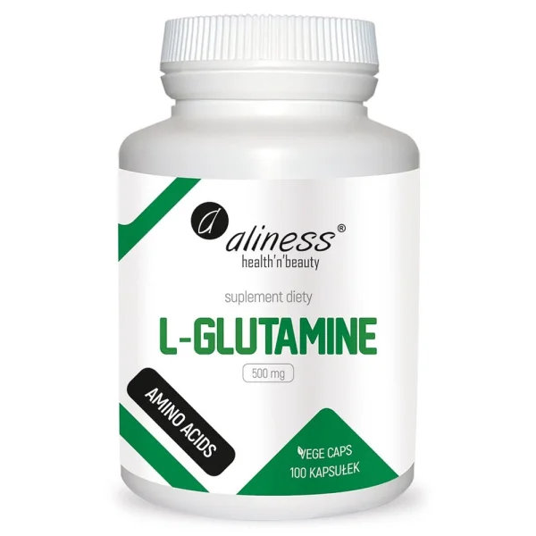 Aliness L-Glutamine, L-glutamina 500 mg, 100 kapsułek
