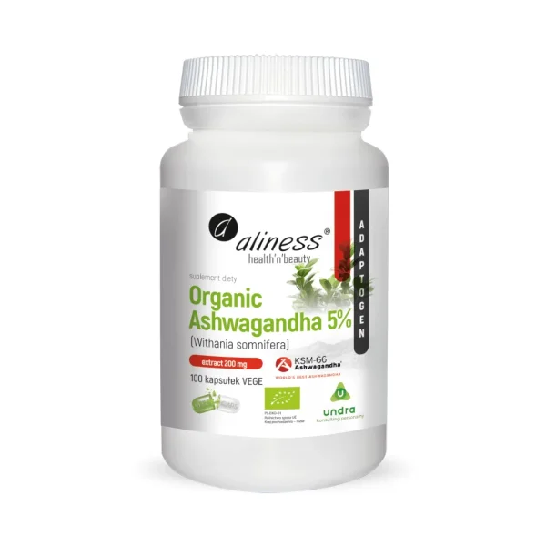 Aliness Organic Ashwagandha 5%, 100 kapsułek