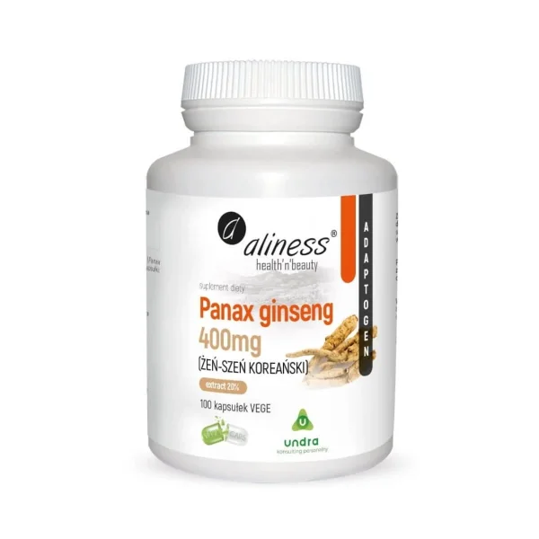 Aliness Panax Ginseng 400 mg, żeń-szeń, 100 kapsułek
