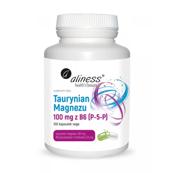 Aliness Taurynian Magnezu 100 mg + witamina  B6, 100 kapsułek
