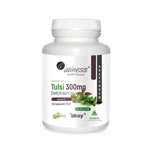 Aliness Tulsi 300 mg, święta bazylia, 90 kapsułek