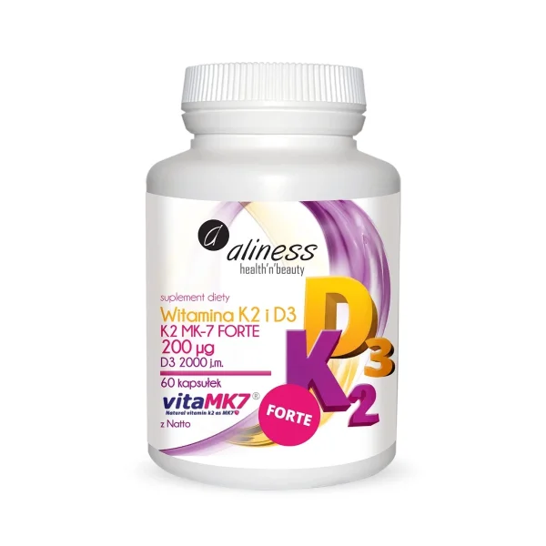 Aliness Witamina K2 MK-7 Forte + D3, 60 kapsułek