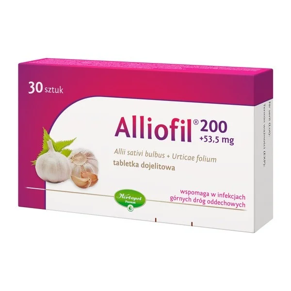 Alliofil 200 mg + 53,5 mg, 30 tabletek dojelitowych