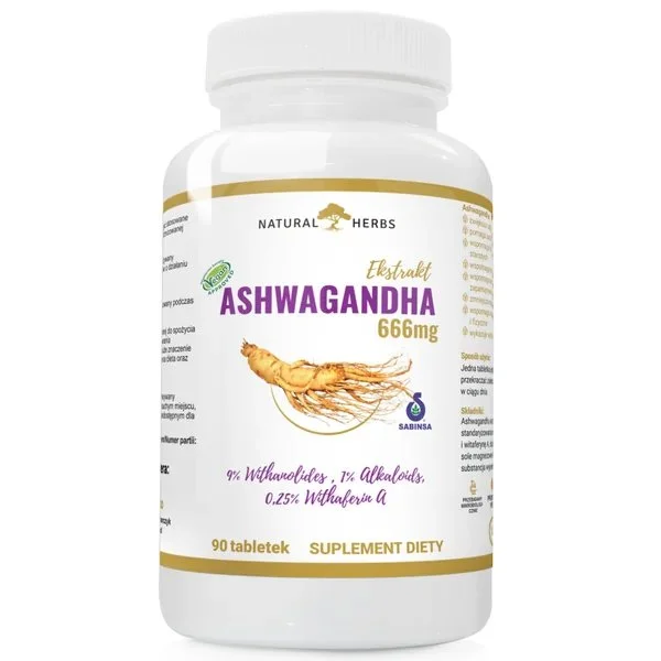 Natural Herbs Ekstrakt Ashwagandha 666 mg, 90 tabletek