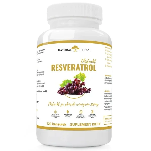 Natural Herbs Ekstrakt Resveratrol, 120 kapsułek
