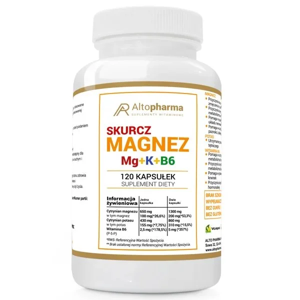 Altopharma Skurcz, Magnez Mg + K + B6, 120 kapsułek