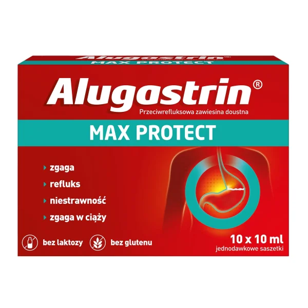 Alugastrin Max Protect, zawiesina doustna, 10 saszetek