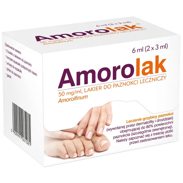 Amorolak 50 mg/ml, lakier do paznokci leczniczy, 2 x 3 ml