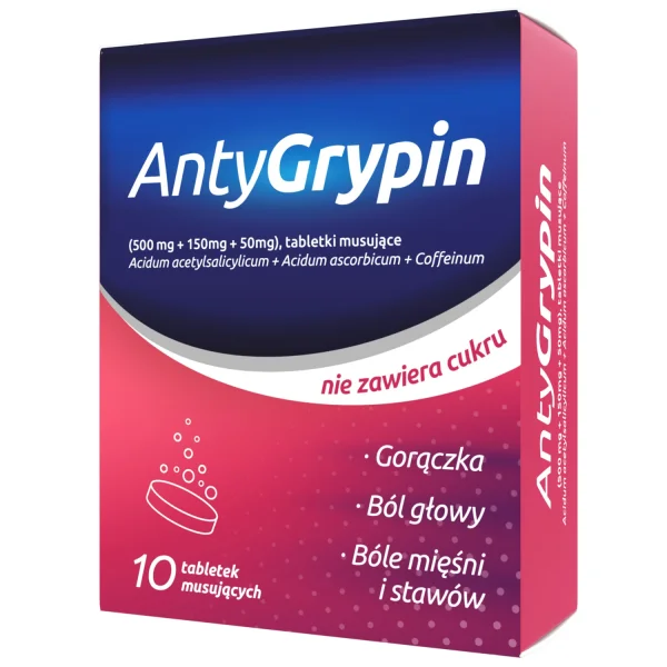 AntyGrypin 500 mg + 150 mg + 50 mg, 10 tabletek musujących