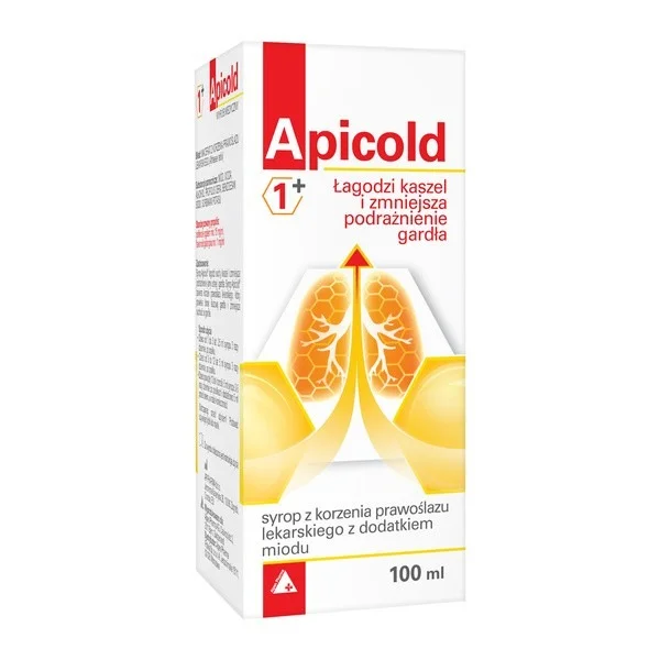 Apicold 1+, syrop z prawoślazu lekarskiego z dodatkiem miodu, 100 ml