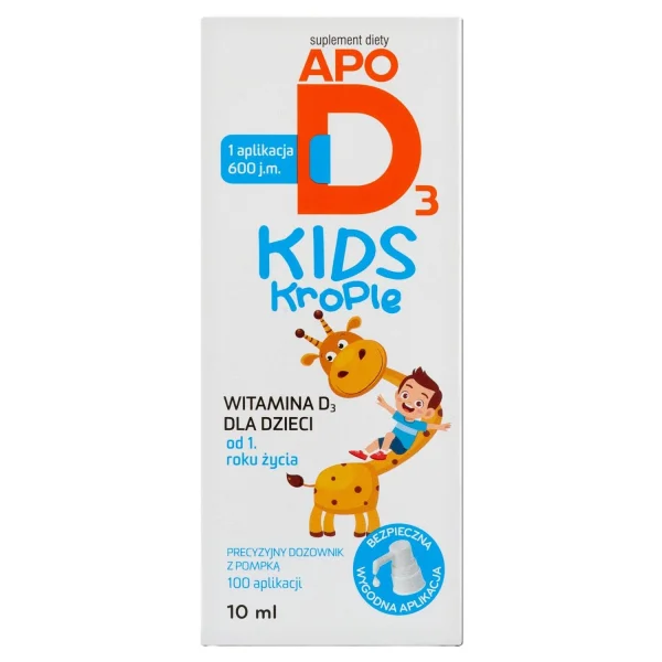 ApoD3 Kids Krople, witamina D3 600 j.m. dla dzieci od 1 roku, 10 ml