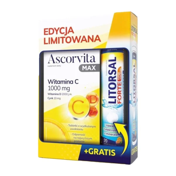 Ascorvita Max, 30 tabletek + Litorsal Forte, 20 tabletek musujących