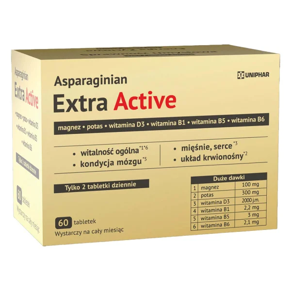 Asparaginian Extra Active 100 mg, 60 tabletek