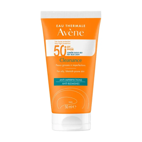 Avene Cleanance Sun, krem ochronny do twarzy, skóra tłusta i skłonna do niedoskonałości, SPF 50+, 50 ml