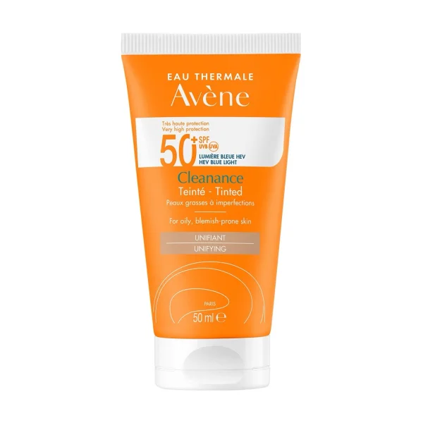 Avene Cleanance Sun, krem ochronny do twarzy, koloryzujący, skóra tłusta i skłonna do niedoskonałości, SPF 50+, 50 ml