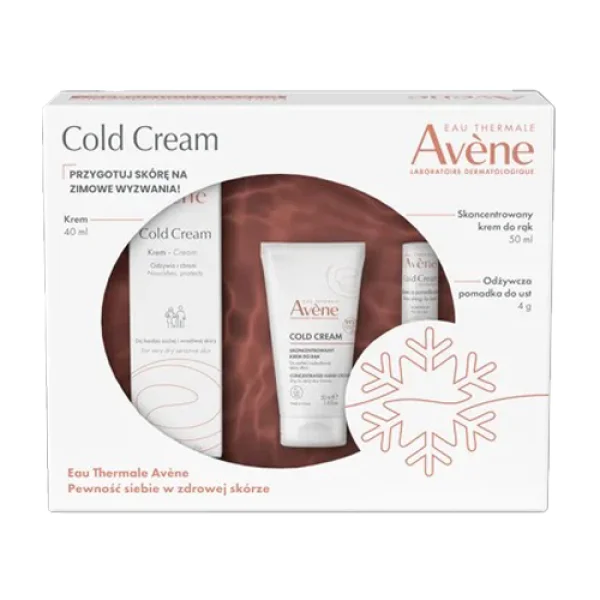 Zestaw Avene Cold Cream Krem Odżywczy do twarzy, 50 ml + krem do rąk, 50 ml + pomadka do ust, 4 g