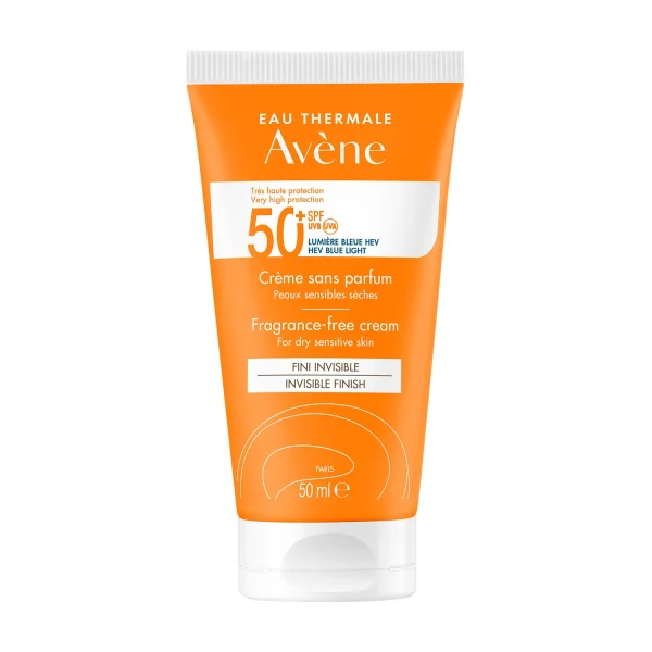 Avene Sun, krem ochronny do twarzy, bezzapachowy, skóra sucha i wrażliwa, SPF 50+, 50 ml
