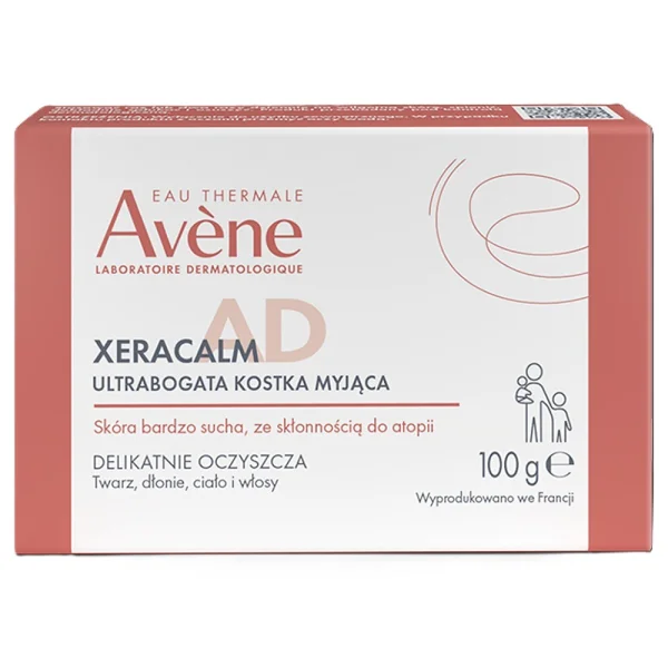 Avene XeraCalm A.D, mydło w kostce do twarzy i ciała, skóra bardzo sucha, atopowa i swędząca, 100 g