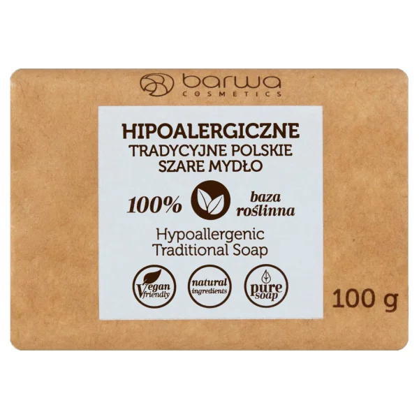 Barwa Hipoalergiczne, tradycyjne polskie szare mydło, 100 g