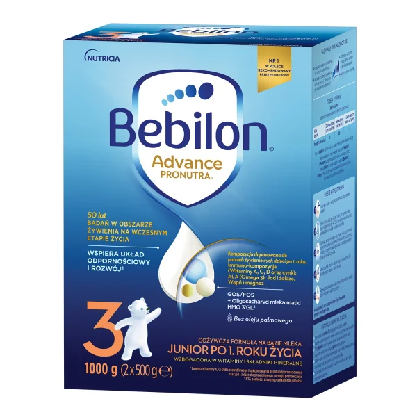 Bebilon Advance Pronutra 3 Junior, odżywcza formuła na bazie mleka, po 1 roku, 1000 g