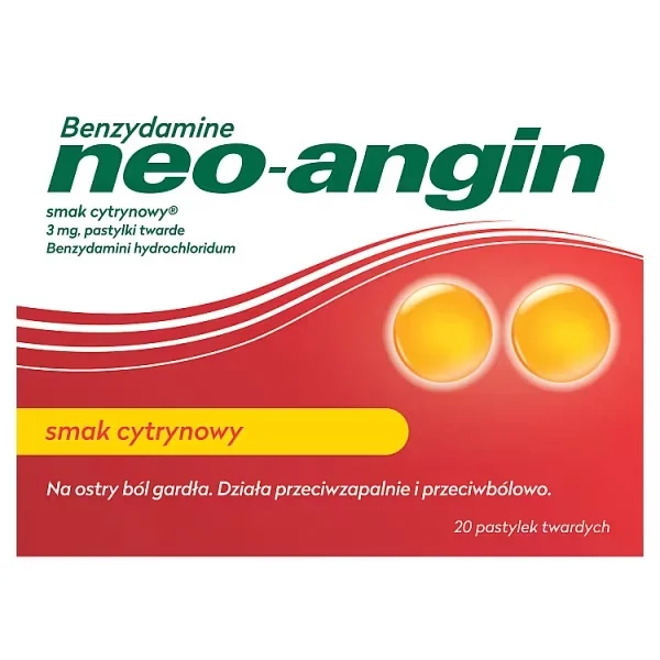 Benzydamine neo-angin 3 mg, smak cytrynowy, 20 pastylek twardych