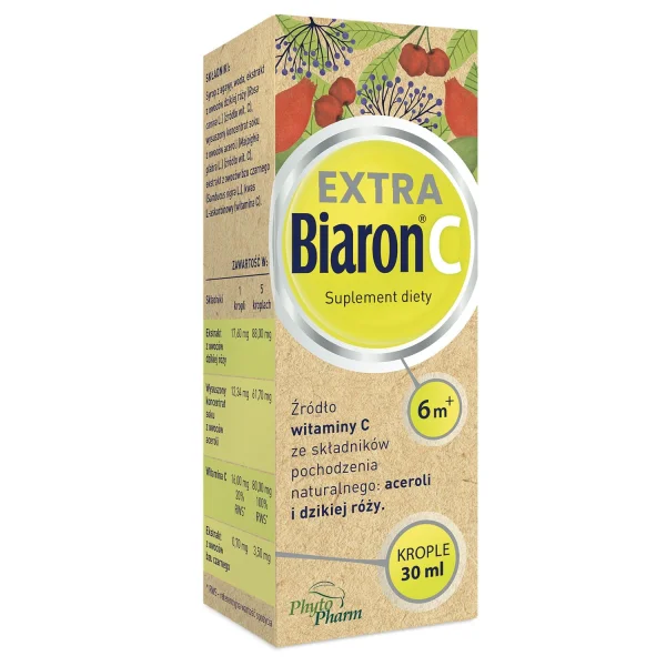 Biaron C Extra, krople dla dorosłych, dzieci i niemowląt po 6 miesiącu życia, 30 ml