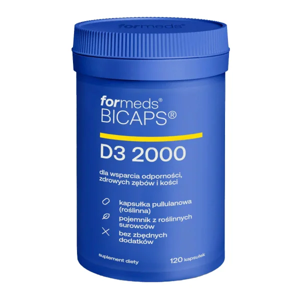 ForMeds BICAPS D3 2000, witamina D dla wsparcia odporności i utrzymania zdrowych zębów i kości, 120 kapsułek