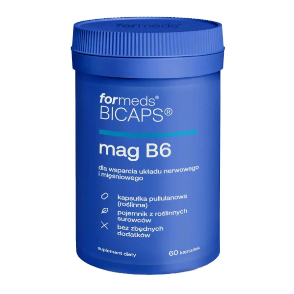 ForMeds BICAPS Mag B6, cytrynian magnezu z witaminą B6 dla wsparcia układu nerwowego i mięśniowego, 60 kapsułek