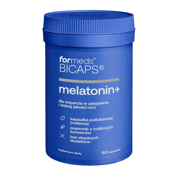 ForMeds BICAPS Melatonin+, melatonina z dodatkiem chmielu  dla wsparcia zasypiania i dobrej jakości snu, 60 kapsułek