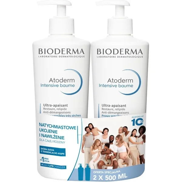 Bioderma Atoderm Intensive baume, balsam ultra-kojący, 2 x 500 ml