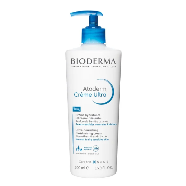 Bioderma Atoderm Creme Ultra, ultra-odżywczy krem nawilżający do ciała, skóra normalna, sucha i wrażliwa, 500 ml