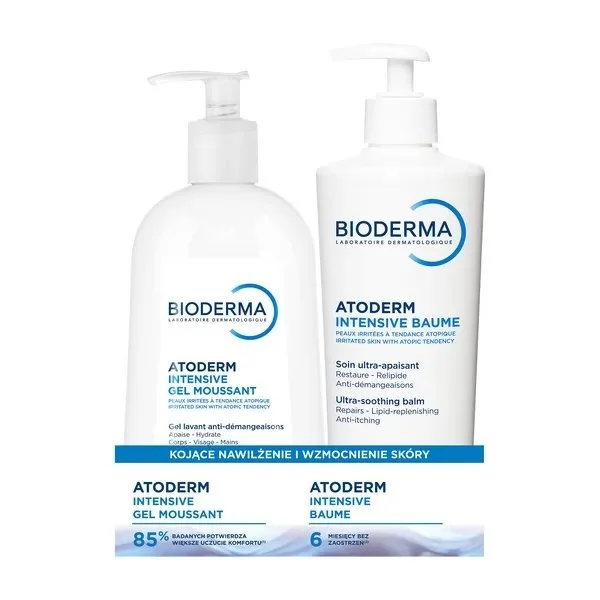 Zestaw Bioderma Atoderm Balsam ultra-kojący, 500 ml + Bioderma Atoderm Żel oczyszczający, 500 ml