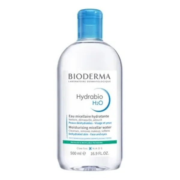 Bioderma Hydrabio H2O, nawilżający płyn micelarny do demakijażu, skóra odwodniona, 500 ml