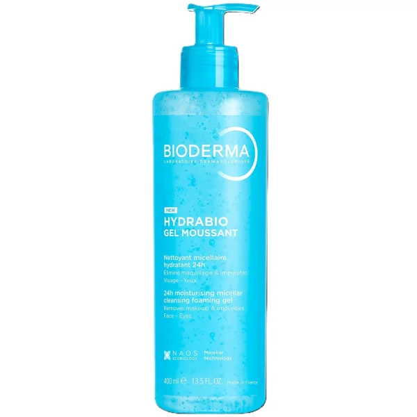 Bioderma Hydrabio Gel Moussant, nawilżający żel do mycia twarzy, 400 ml
