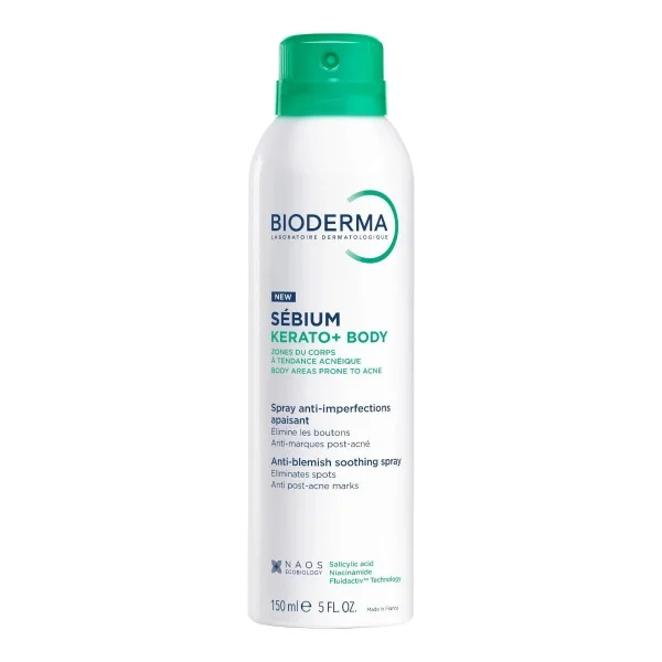 Bioderma Sebium Kerato+ Body, kojący spray na niedoskonałości, 150 ml