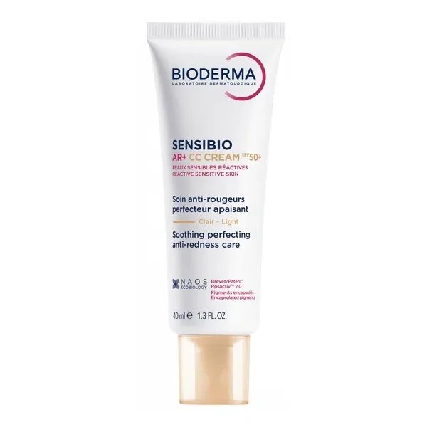 Bioderma Sensibio AR CC Cream, ochronny krem kojący, redukujący zaczerwienienia, SPF 50+, 40 ml