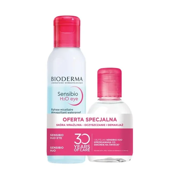 Zestaw Bioderma Sensibio Woda micelarna do oczu, 125 ml + Woda micelarna 100 ml