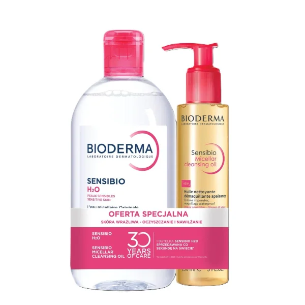 Zestaw Bioderma Sensibio H20 woda micelarna 500 ml + Sensibio Micellar cleansing oil,  150 ml