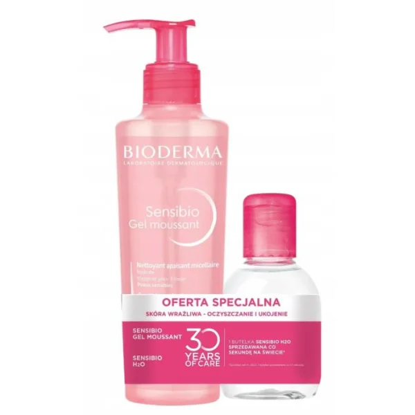 Zestaw Bioderma Sensibio Gel Moussant, 200 ml + Woda micelarna ,100 ml 