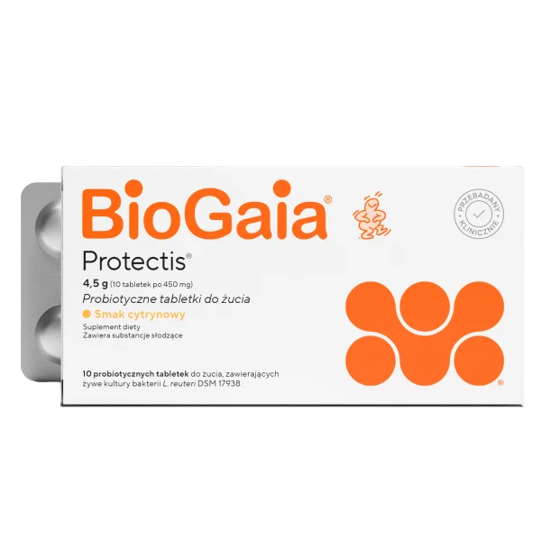 BioGaia Protectis, smak cytrynowy, 10 tabletek do żucia