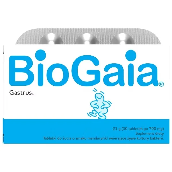 BioGaia Gastrus, smak mandarynkowy, 30 tabletek do żucia