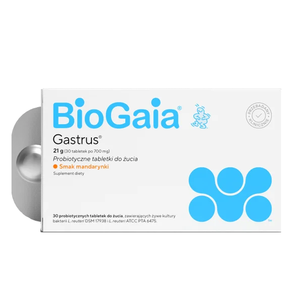 BioGaia Gastrus, smak mandarynkowy, 30 tabletek do żucia