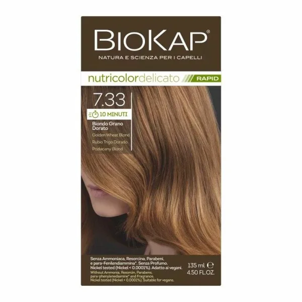 Biokap Delicato Rapid, Farba do włosów, 7.33 Pozłacany Blond, 135 ml