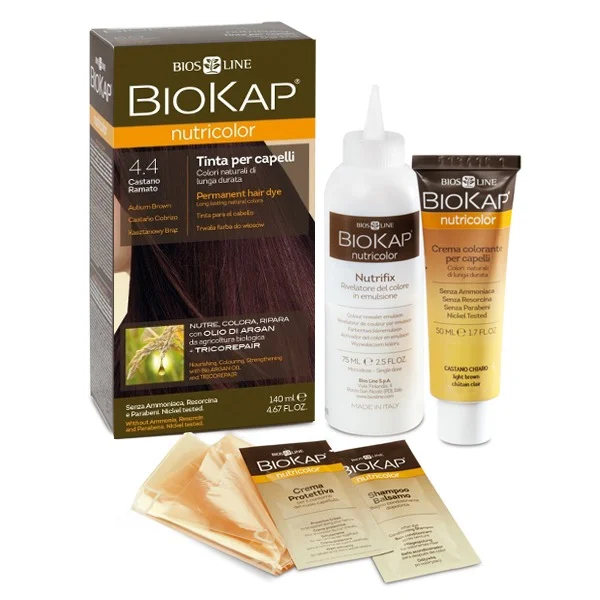 Biokap Nutricolor, farba koloryzująca do włosów, 4.4 kasztanowy brąz, 140 ml