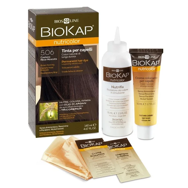 Biokap Nutricolor, farba koloryzująca do włosów, 5.06 muszkatołowy brąz, 140 ml