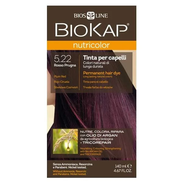 Biokap Nutricolor, farba koloryzująca do włosów, 5.22 śliwkowa czerwień, 140 ml