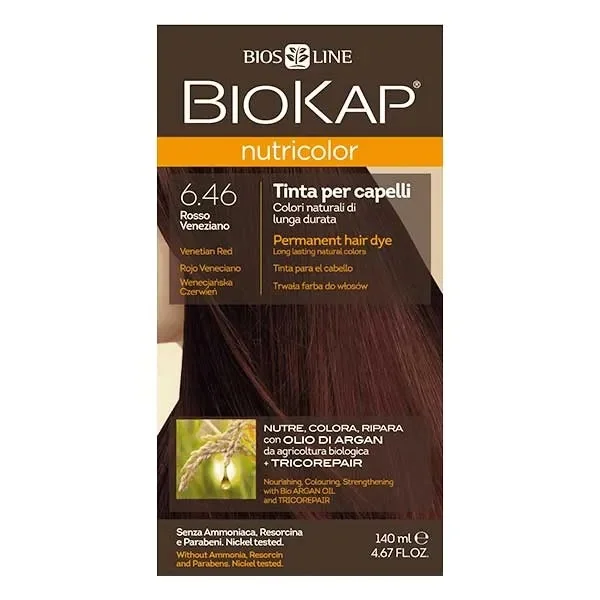 Biokap Nutricolor, farba koloryzująca do włosów, 6.46 wenecjańska czerwień, 140 ml